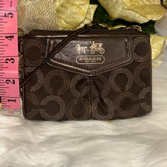 Coach Dark Brown Wristlet with Gold Details - Picture 3 of 7